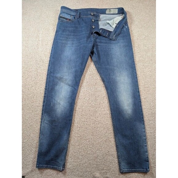 Diesel Tepphar Jeans Mens 34x31 Slim Carrot Fit Medium Wash Button Fly Stretch - Picture 1 of 12